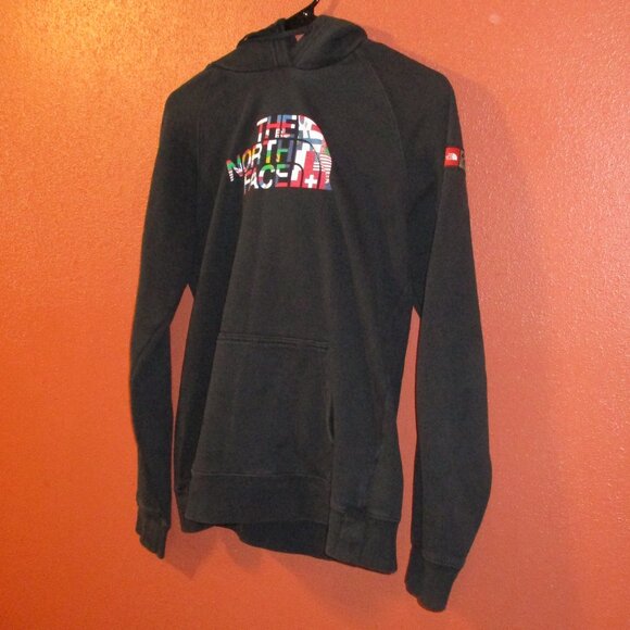 North Face Woman Medium Black Red White Blue Warm Long Sleeve Pullover Hoodie - Picture 4 of 6